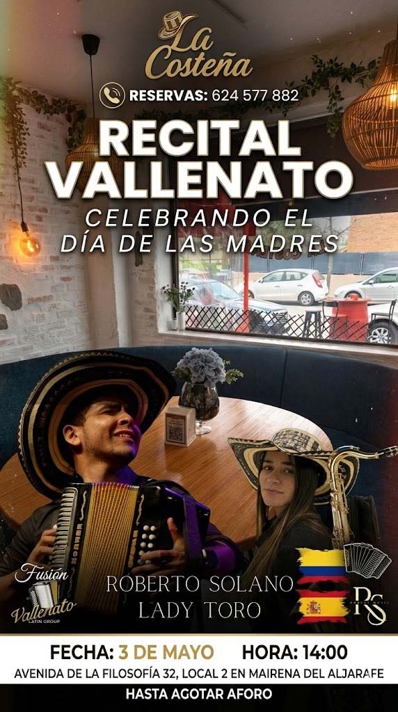 Recita de Vallenato en Sevilla - 3 de mayo - Día de La Madre - La Costeña